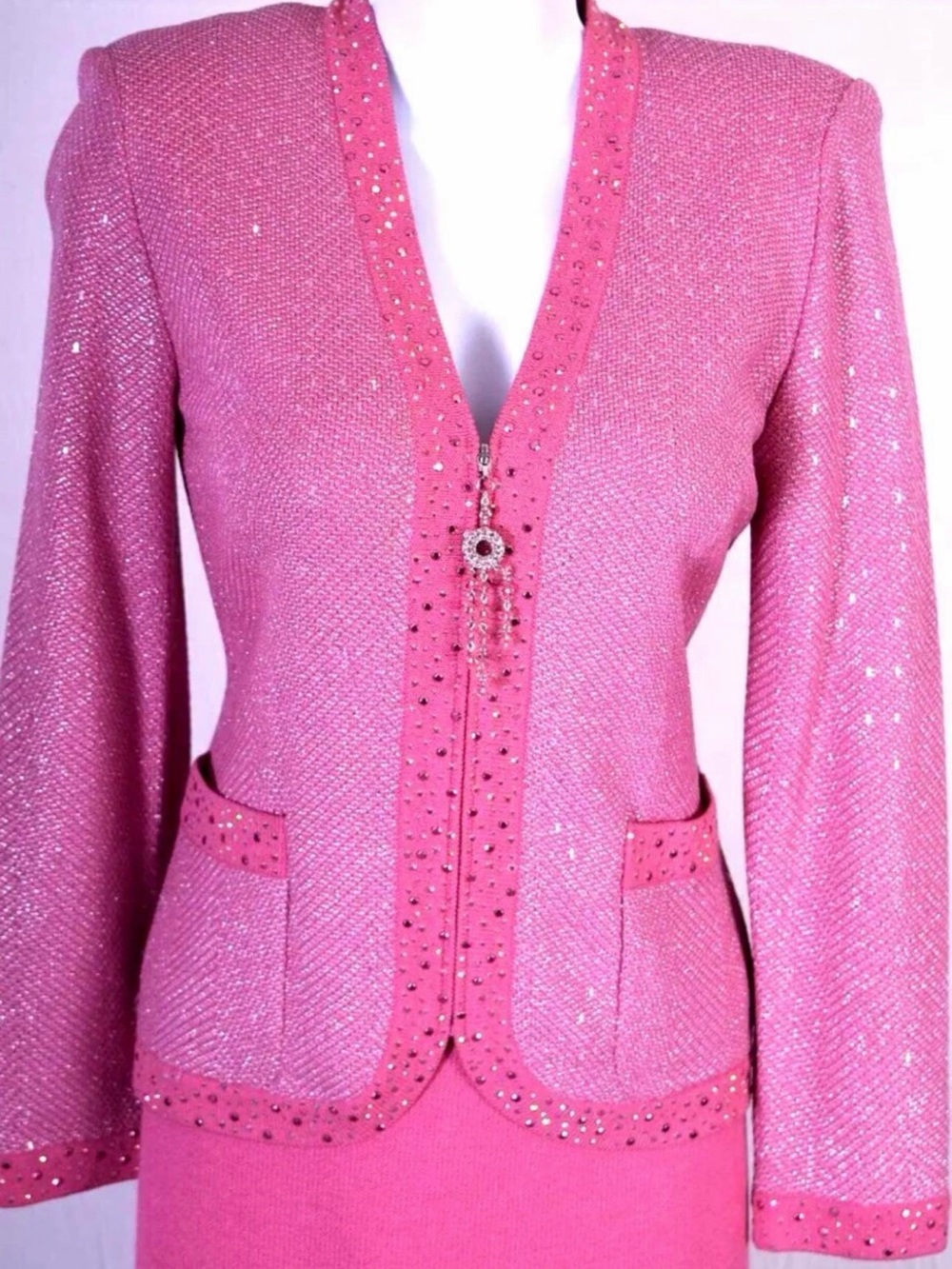 St. John Collection Pink Crystal-Embellished Women's Jacket